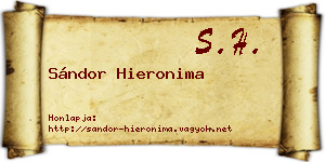 Sándor Hieronima névjegykártya